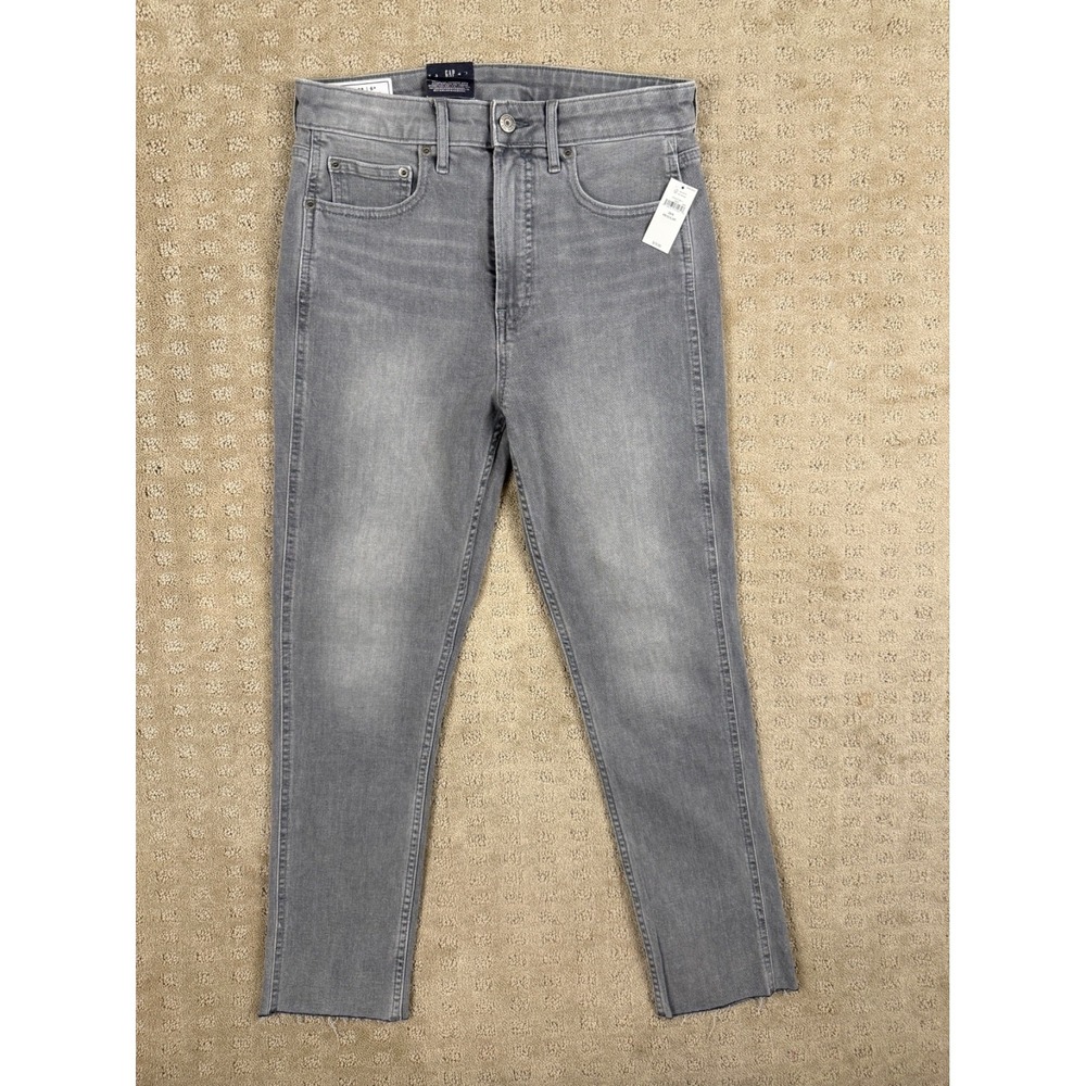 NWT Woman's GAP Vintage Slim Sky High Grey Distressed Jeans Size 6R  28x26 #1091